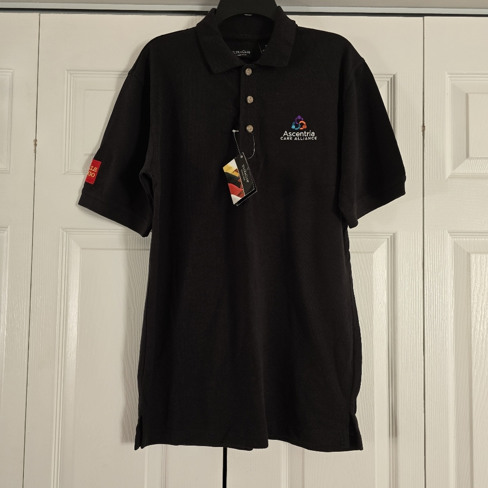 Ultra Club Men's Classic Black Cotton Polo Shirt Relaxed Fit Short Sleeve Size S